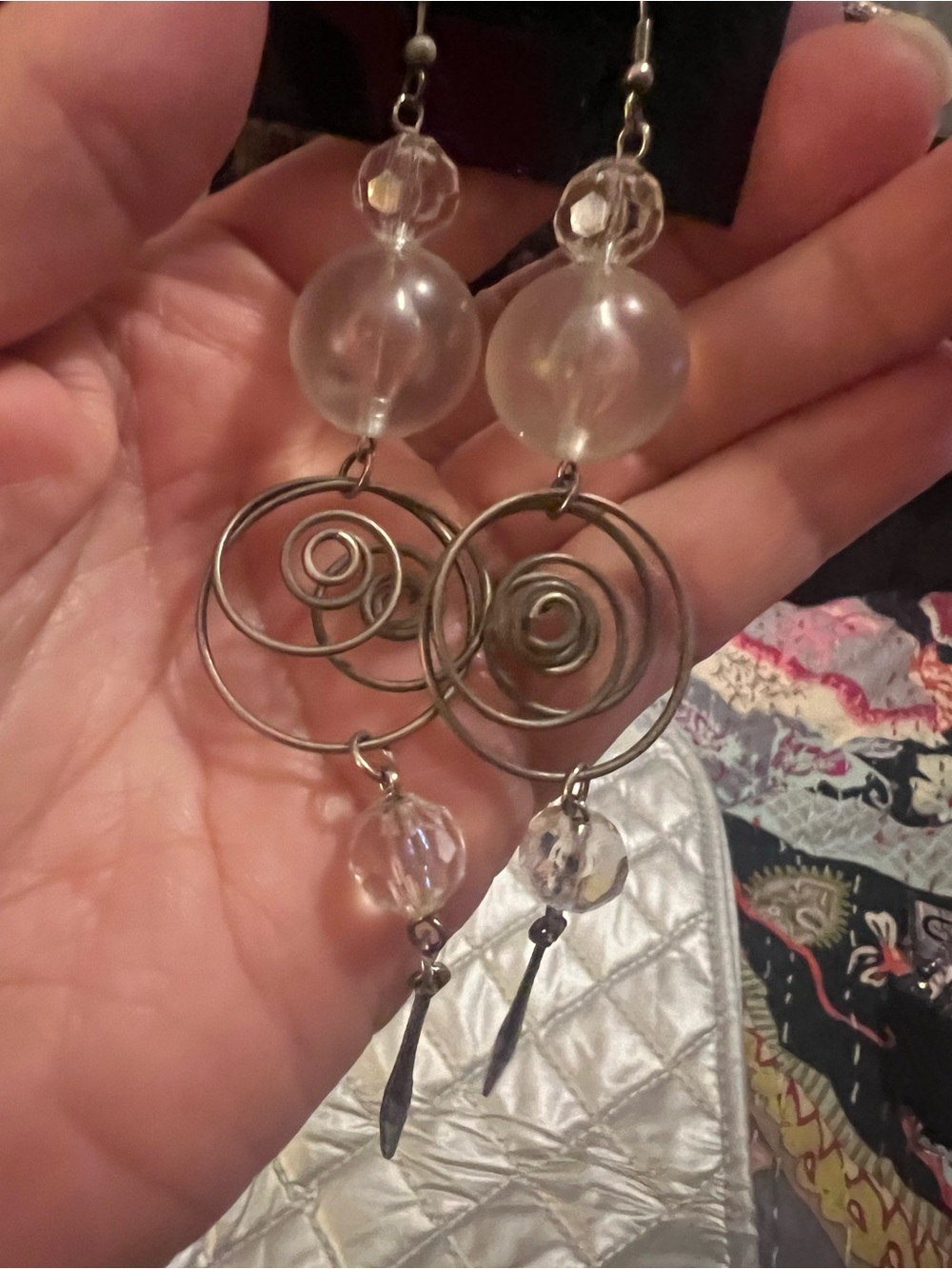 Vintage 80s Handcrafted Wire and Bead Dangle Earrings #artisan #daytonight